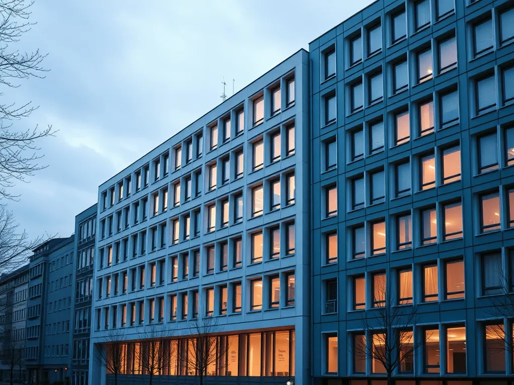 A minimalist modern architecture building in a quiet Europea